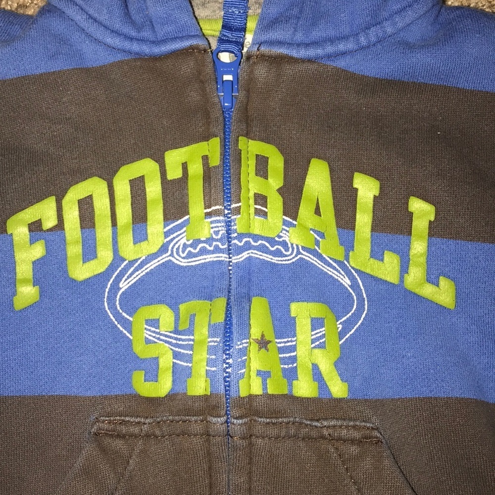 Carter’s Blue charcoal Big Stripes Zip Up Hoodie - Picture 2 of 4